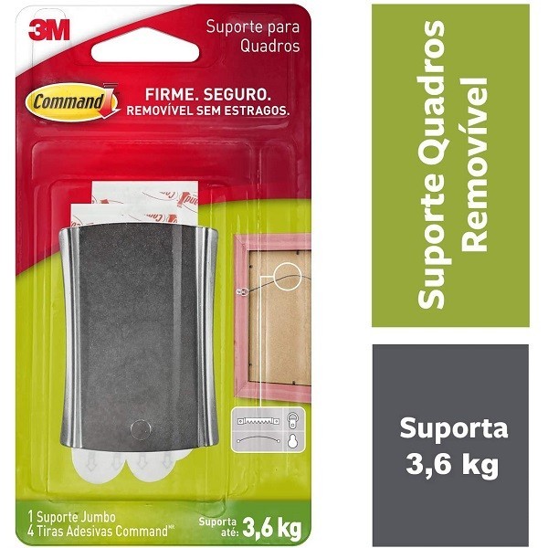 Suporte Adesivo para Quadros Command AÇO Jumbo ATE 3,6KG 3M em Oferta na Shopee