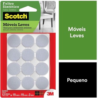 Feltro Adesivo Cadeira Redondo P 19MM com 12 SCOTCH 3M em Oferta na Shopee