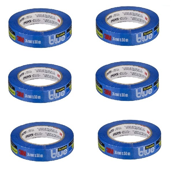 Kit com 6 Fita Crepe Blue Tape Profissional 3M 24MM X 50M