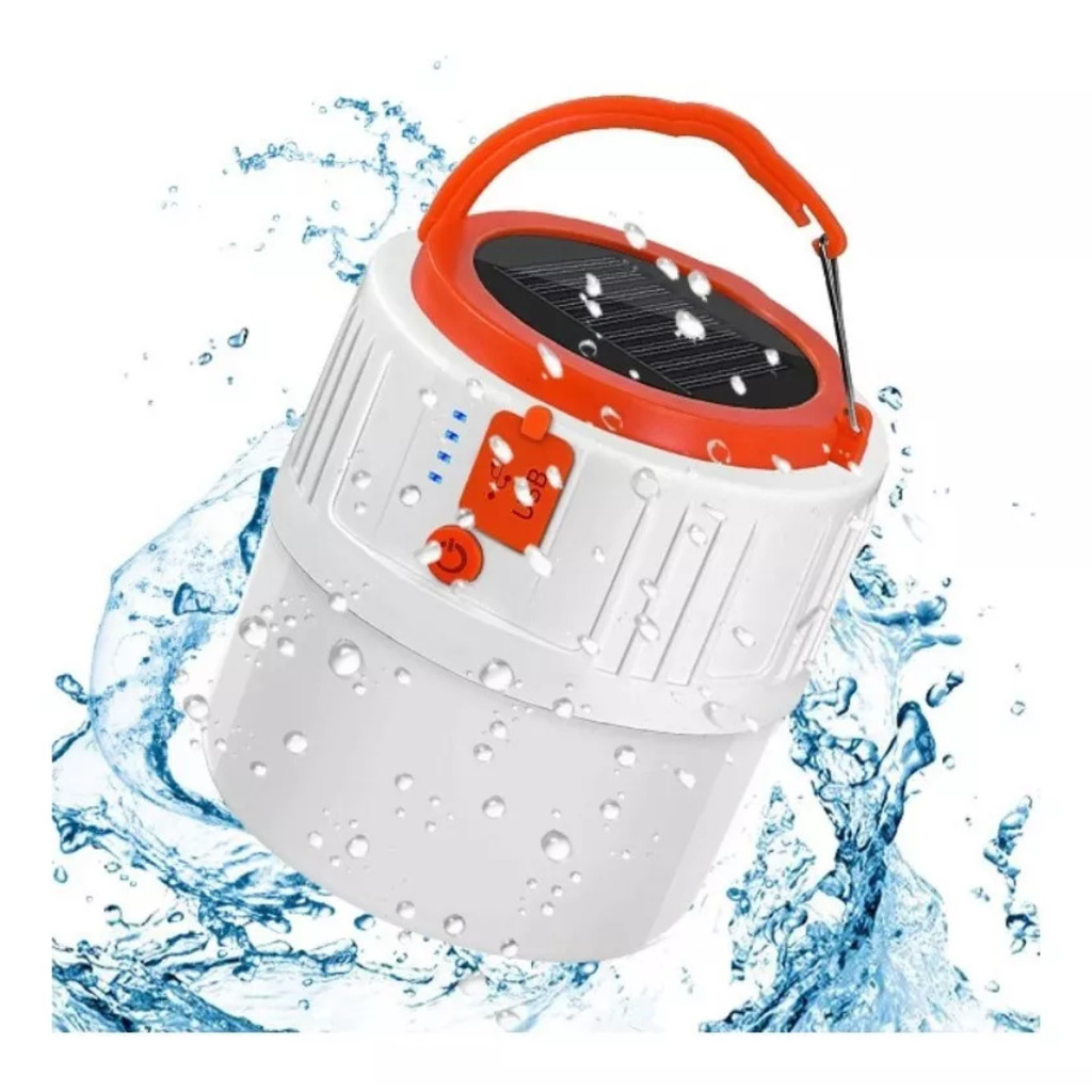 Lanterna solar recarregável painel USB  powerbank camping
