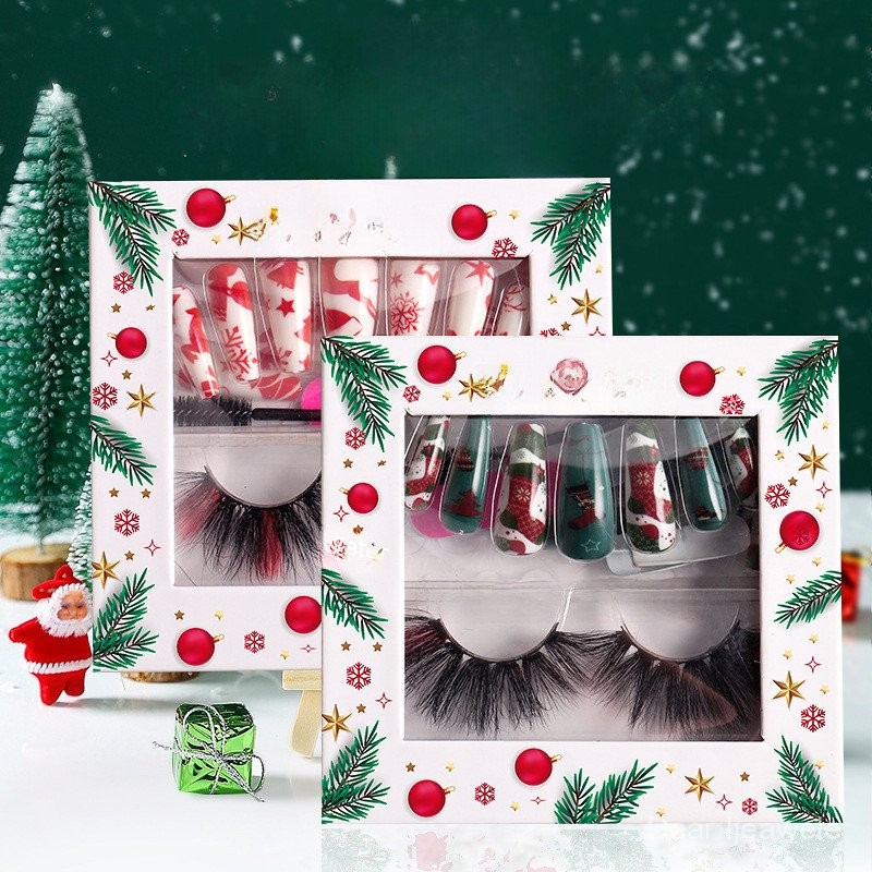 Conjunto de ferramentas de cílios de unhas de Natal cílios postiços cílios decorativos cílios coloridos cabelo de vison Ferramentas de beleza