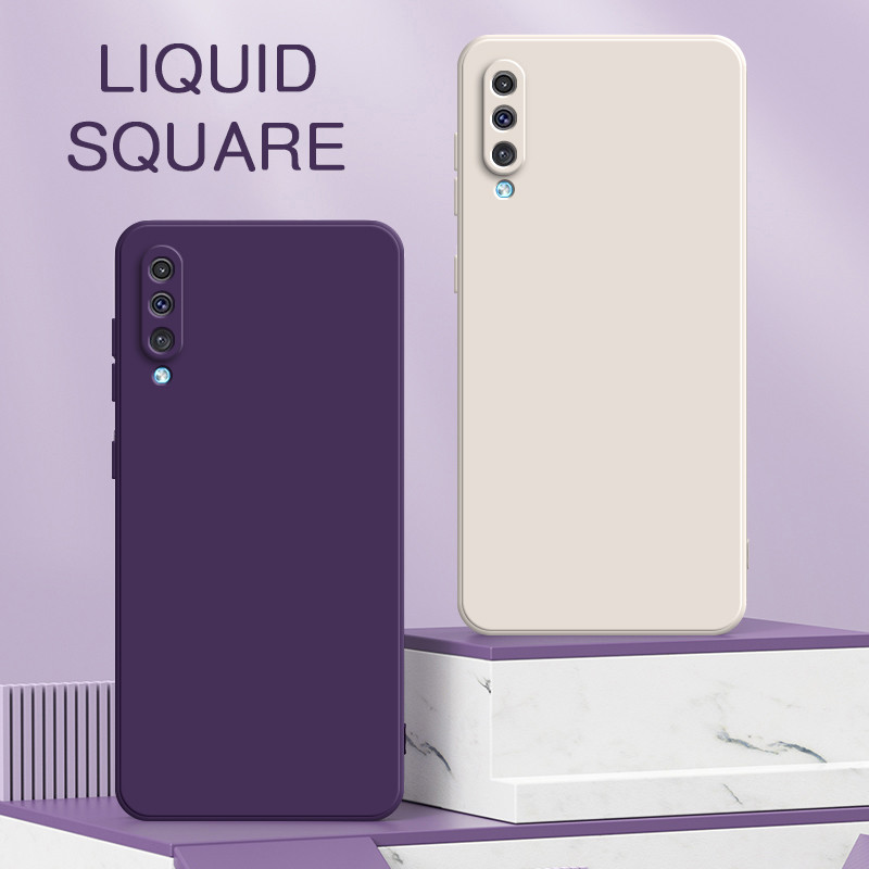 Estojo Quadrado De Luxo Para Telefone Líquido Samsung Galaxy A50 A70 A30S A50S A70E A70S Capa Protetora De Silicone 360