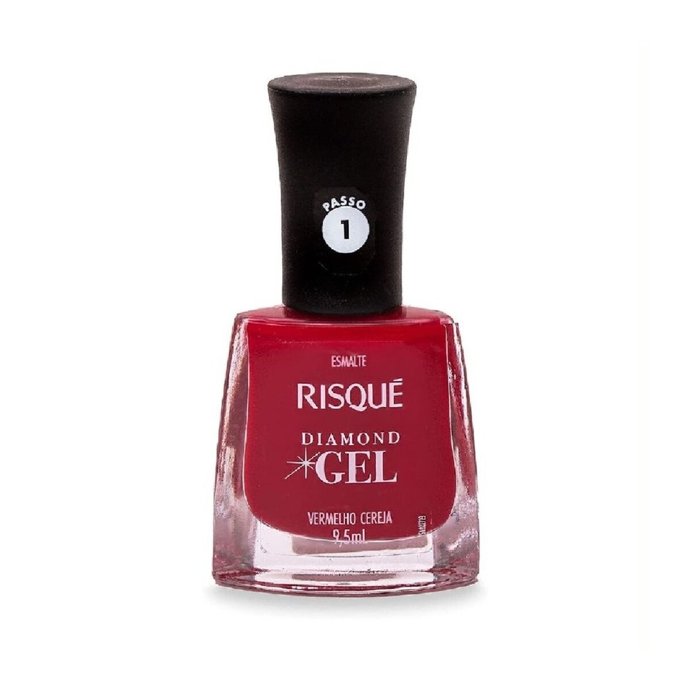 Esmalte Cremoso Risque Diamond Gel Vermelho Cereja 9,5ml em Oferta na Shopee