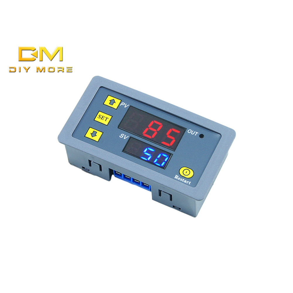 DIYMORE T3230 DC12V DC24V AC110-220V Relé De Retardo De Tempo De Ciclo Com Invólucro De Fita Vermelha E Azul