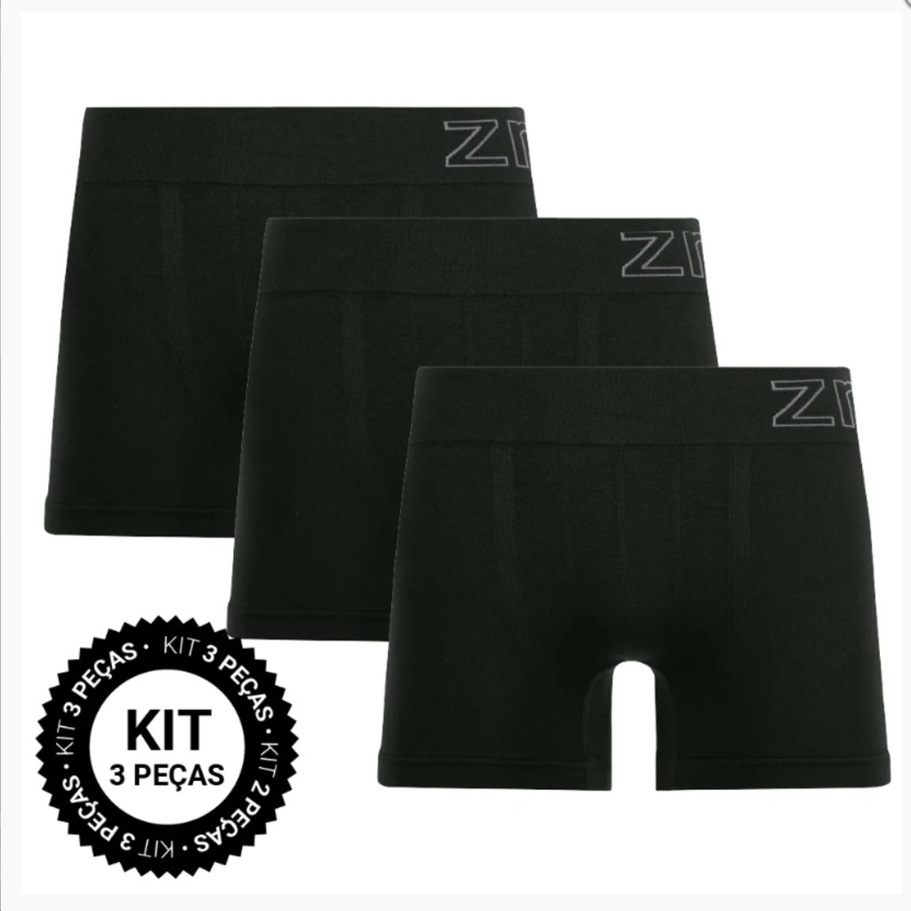 Kit 3 Cuecas Boxer Zee Rucci 0003 em Poliamida/Microfibra Sem Costura em Oferta na Shopee