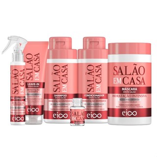 Eico Salão Em Casa Hidratação Intensiva Shampoo e Condicionador 450ml + Máscara 1Kg + Fina...