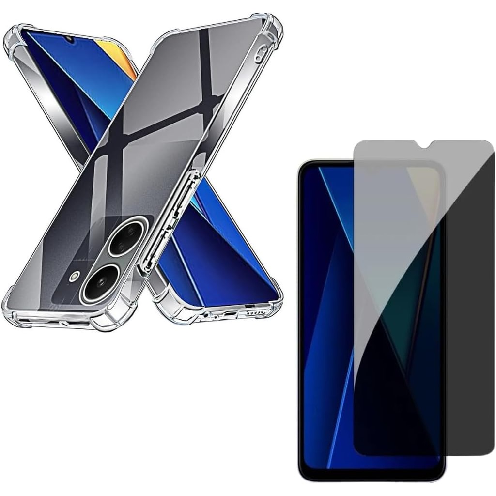 Capa Capinha Anti Impacto + Película Privacidade 3D Para Poco C65 Tela De 6,74 Polegadas