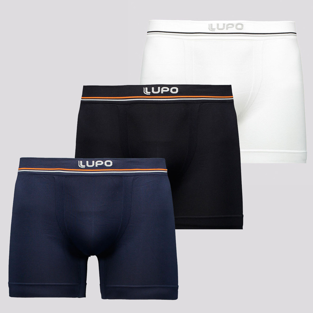 Kit de 3 Cuecas Boxer Lupo Microfibra Seamless Sortidas - Men Clothes
