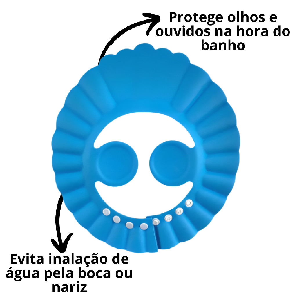 Chapeu De Banho Infantil Protetora Olhos Ouvidos Ajustavel Crianca Anti Shampoo — imagem 2 de 2