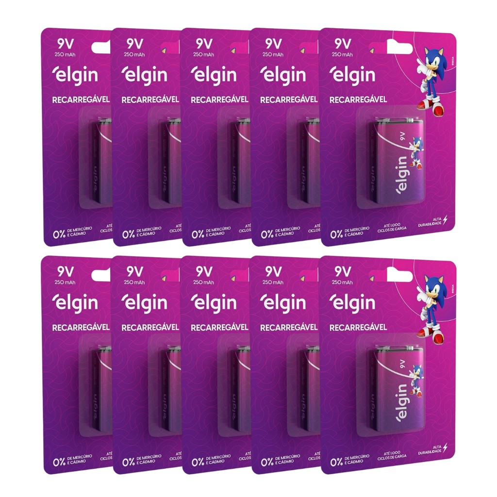 Kit 10 Bateria Recarregável 250mah 9v Sensor Brinquedo Elgin em Oferta na Shopee