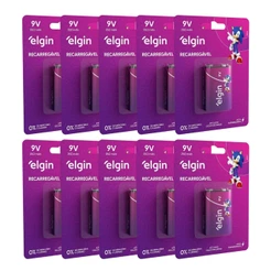 Kit 10 Bateria Recarregável 250mah 9v Sensor Brinquedo Elgin