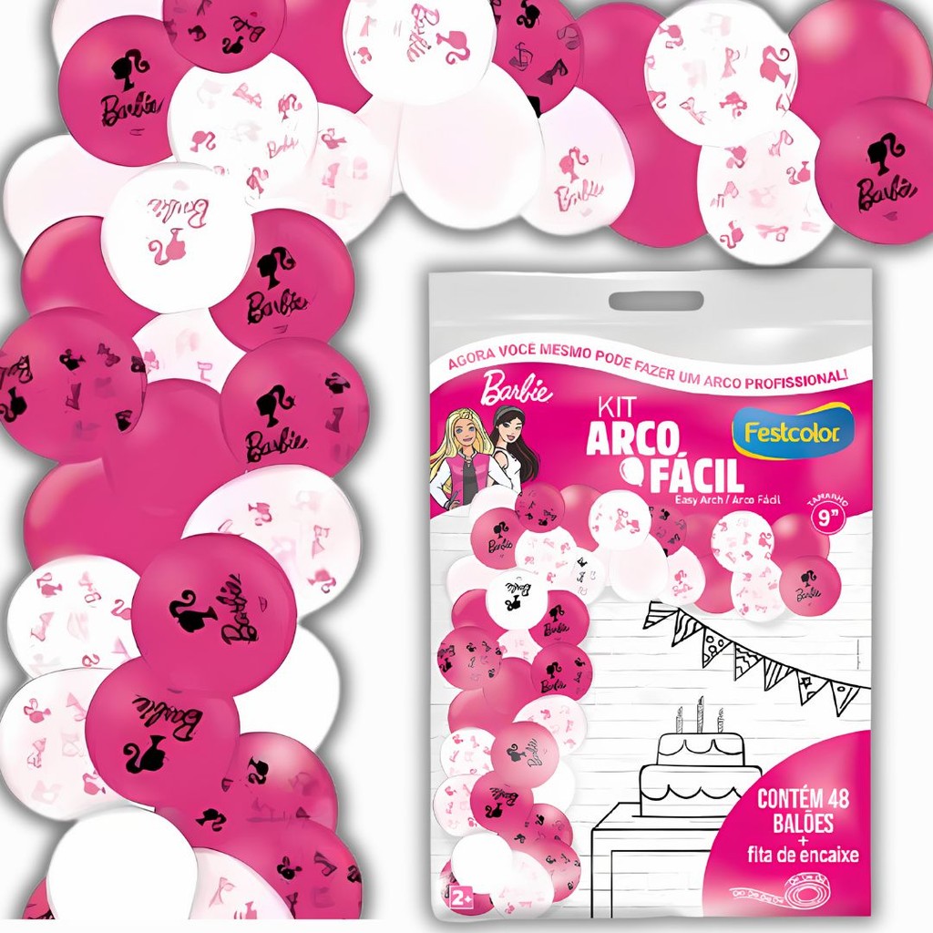 KIT ARCO FACIL DE BALOES  BARBIE  n°9 48 UN + 1 FITA ARCO  FESTCOLOR