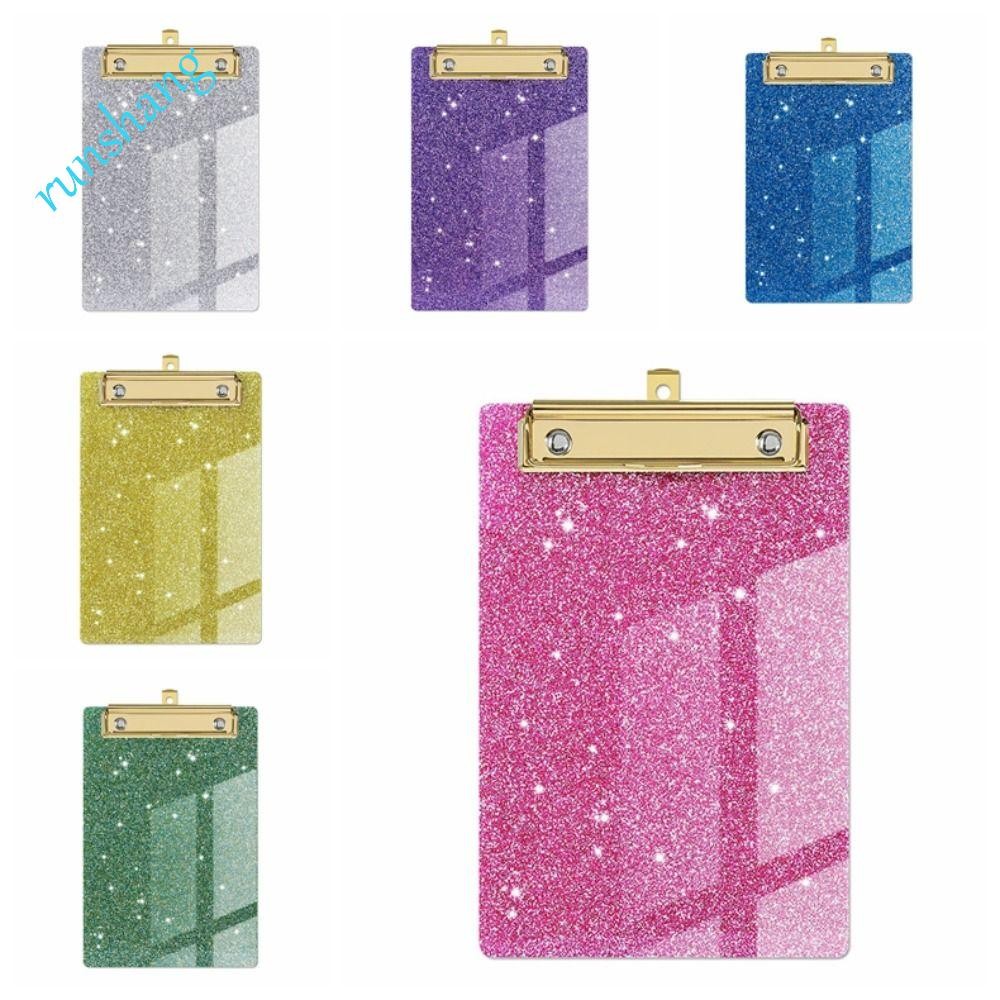 Prancheta De Escrita Com Glitter RUNSHANG , Organizador De Papel Clipe Dourado De Baixo Perfil E Memorando Flash
