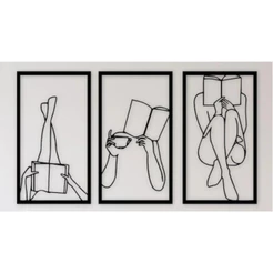 Quadro Decoração Sala Quarto Cantinho da Leitura Menina Livros Ler em MDF 3mm Preto