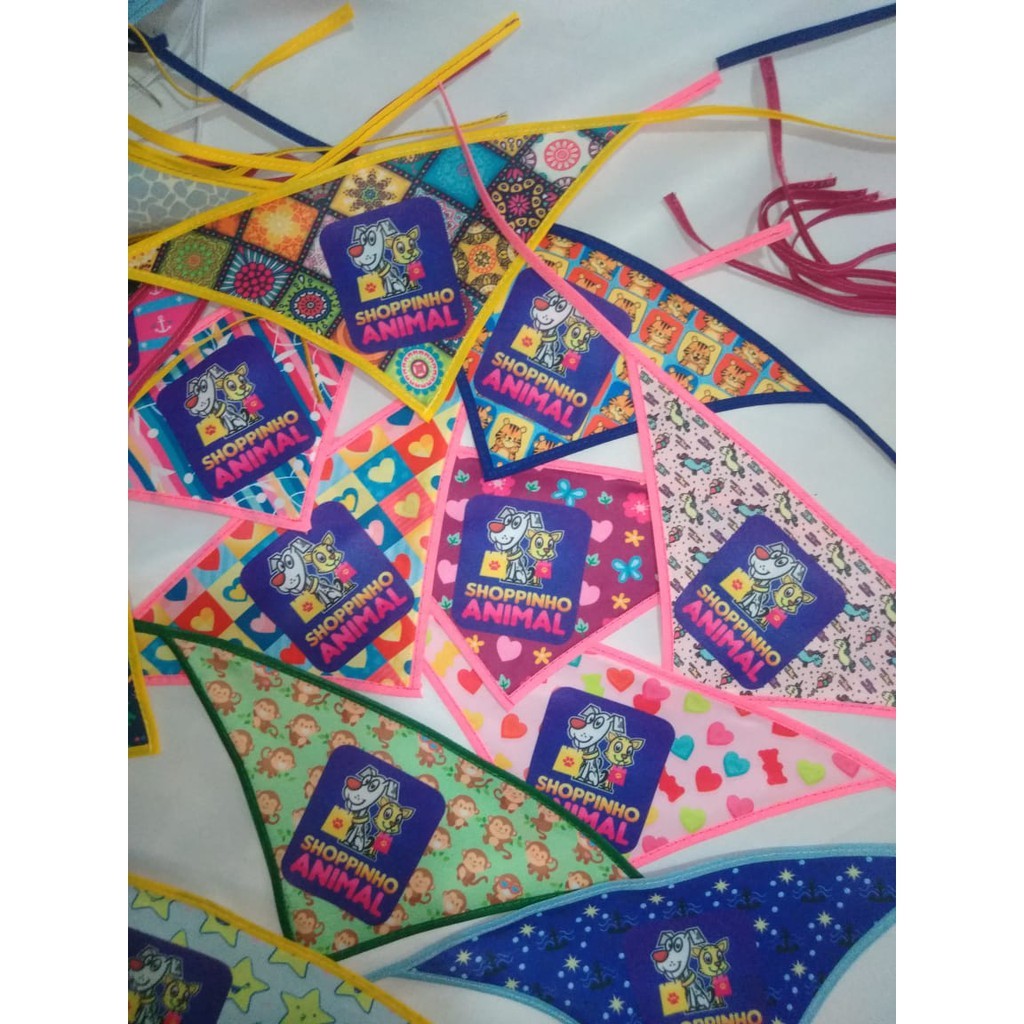 120 Bandanas Tamanho G Com Viés Personalizadas Pet Shop