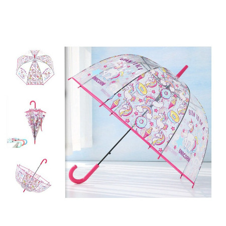 Guarda Chuva Infantil Transparente com Unicórnio Super Proteção - 1