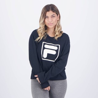 Camiseta Manga Longa Fila F-Box Feminina Preta em Oferta na Shopee