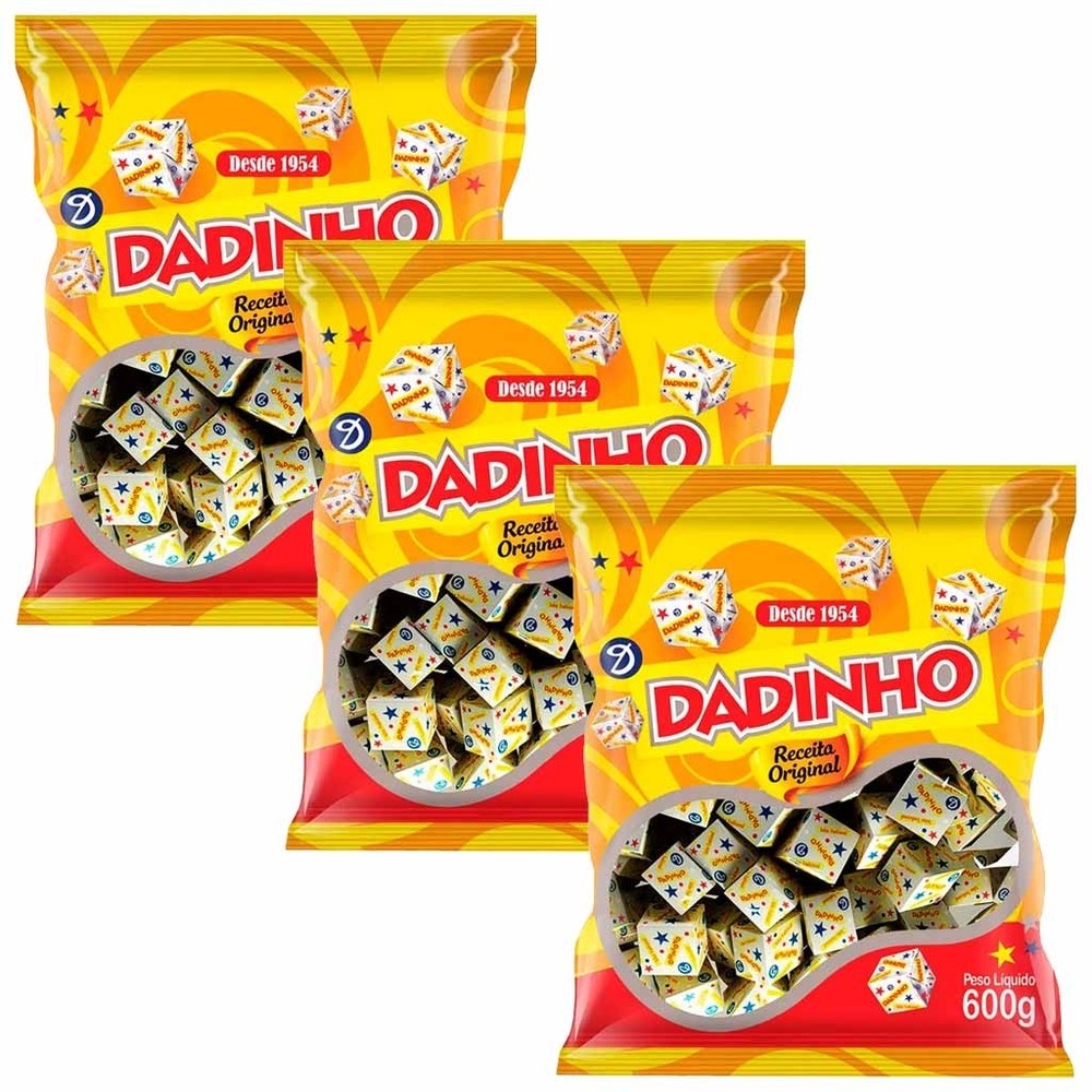 Kit com 3 Pacotes Dadinho Doce 600g - Dizioli