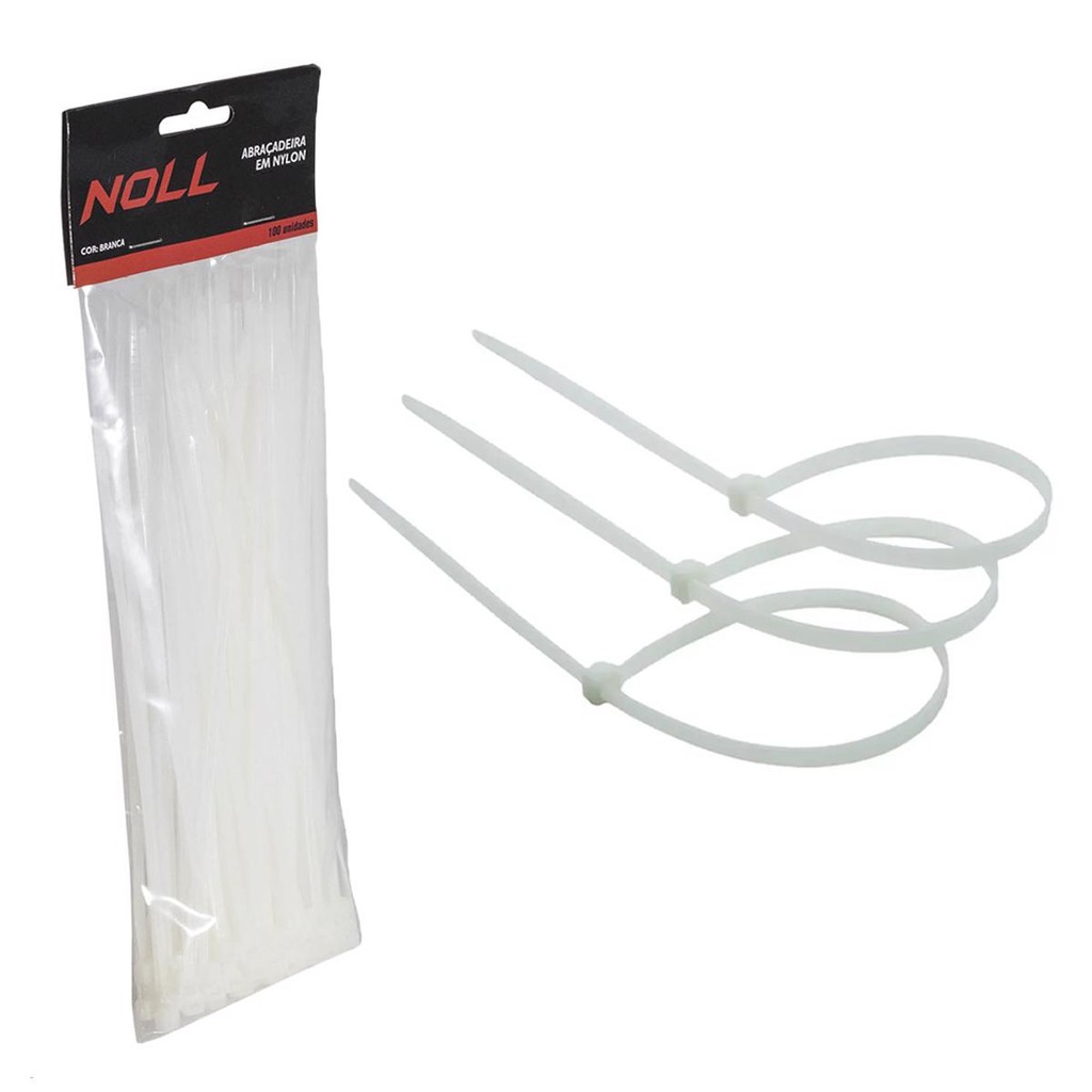 Abraçadeira de Nylon Branca 2,20mm X 200mm 100un (80,0002) - Noll
