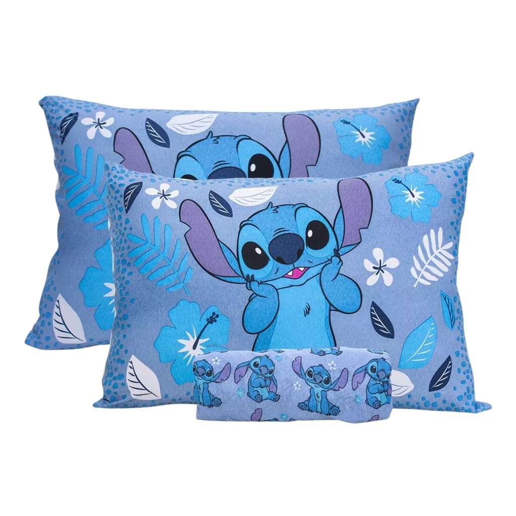 Jogo de Cama Casal Lilo Stitch 3 Peças C/ Elástico Licenciado Disney