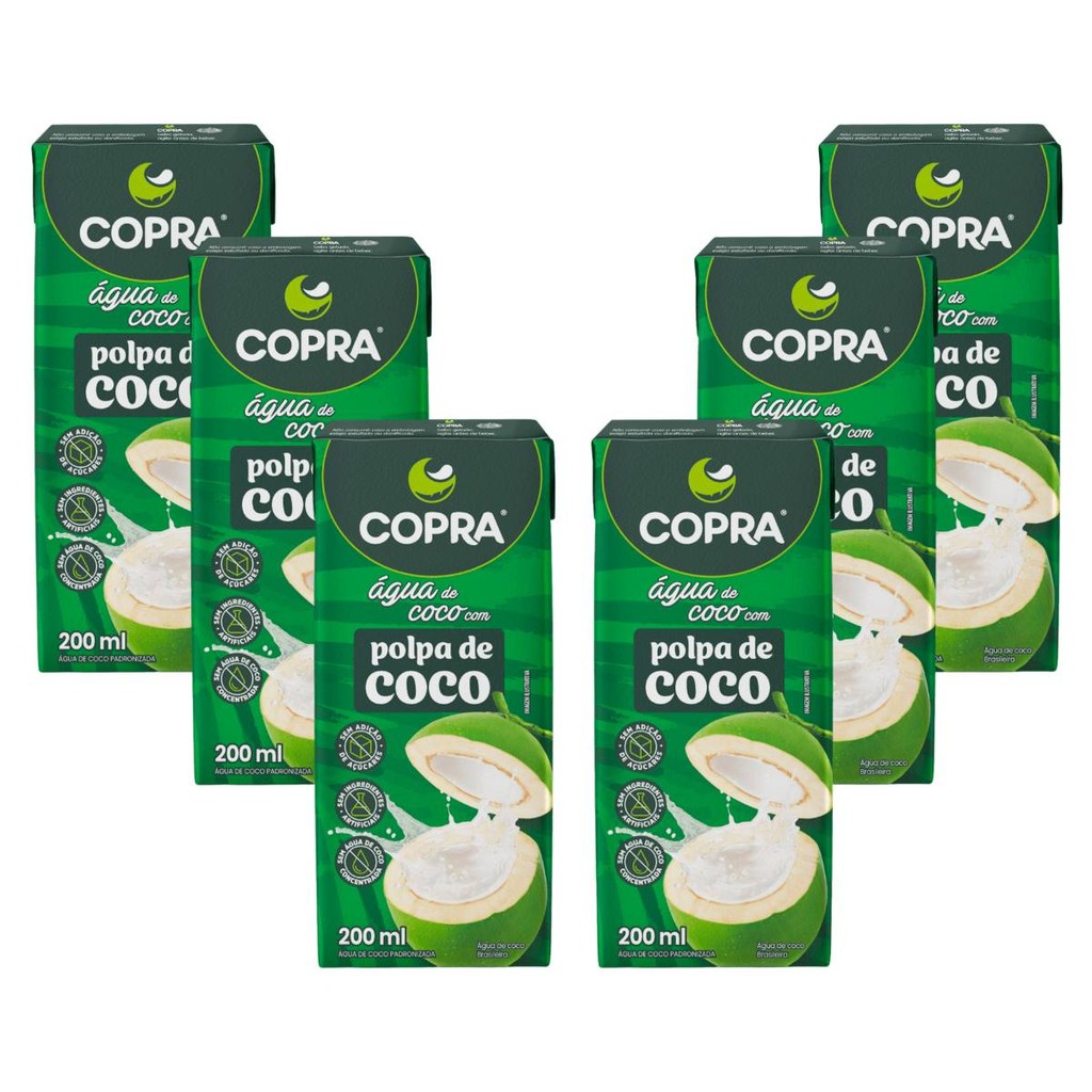 Kit 6 Copra Água de Coco com Polpa 200ml