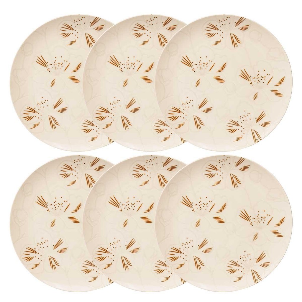 Jogo de 6 Pratos Rasos 26 cm Oxford Unni Orquídea em Oferta na Shopee