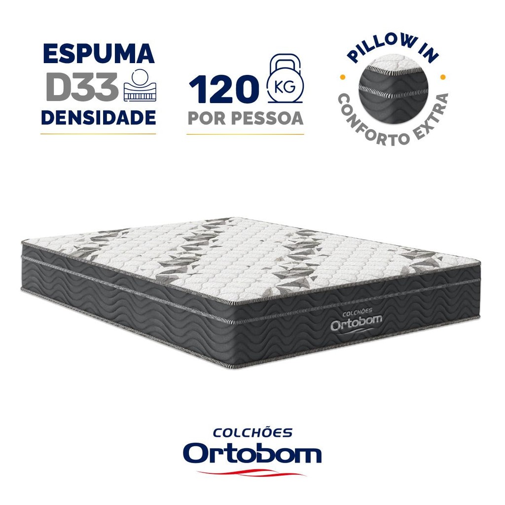 Colchão de Espuma D33 Ortobom Airtech Ortopillow 100 Casal 138cm em Oferta na Shopee