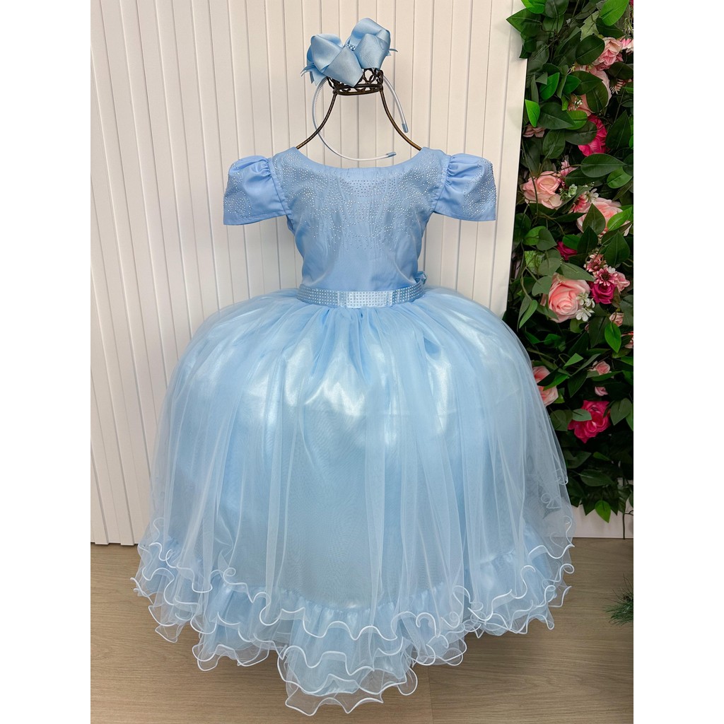 Vestido Enjoy Longo Azul Bebê Babadinho