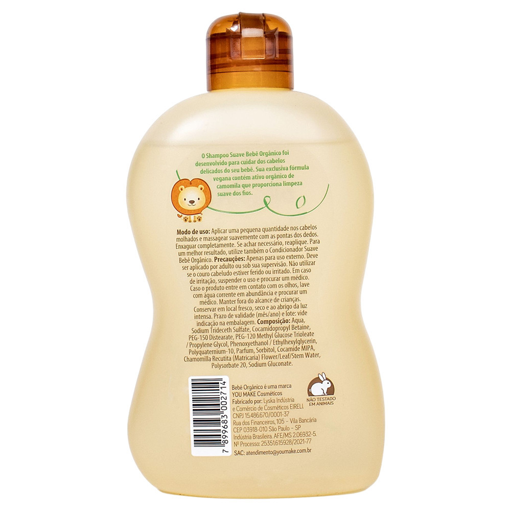 Shampoo Camomila - Limpa e Protege os Cabelos - Bebê Orgânico - 200 ml