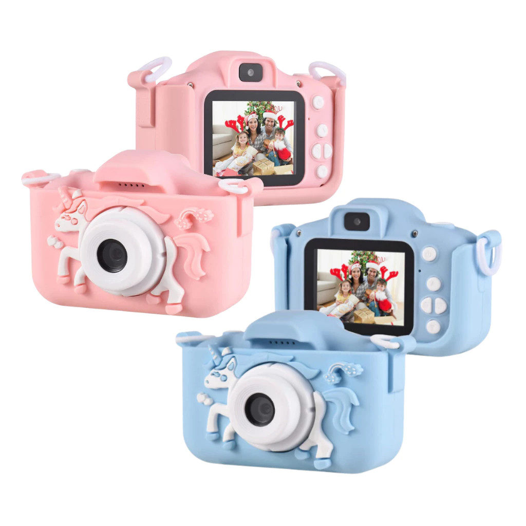 Câmera Fotográfica De Unicórnio Infantil Digital Com Alça e Capinha