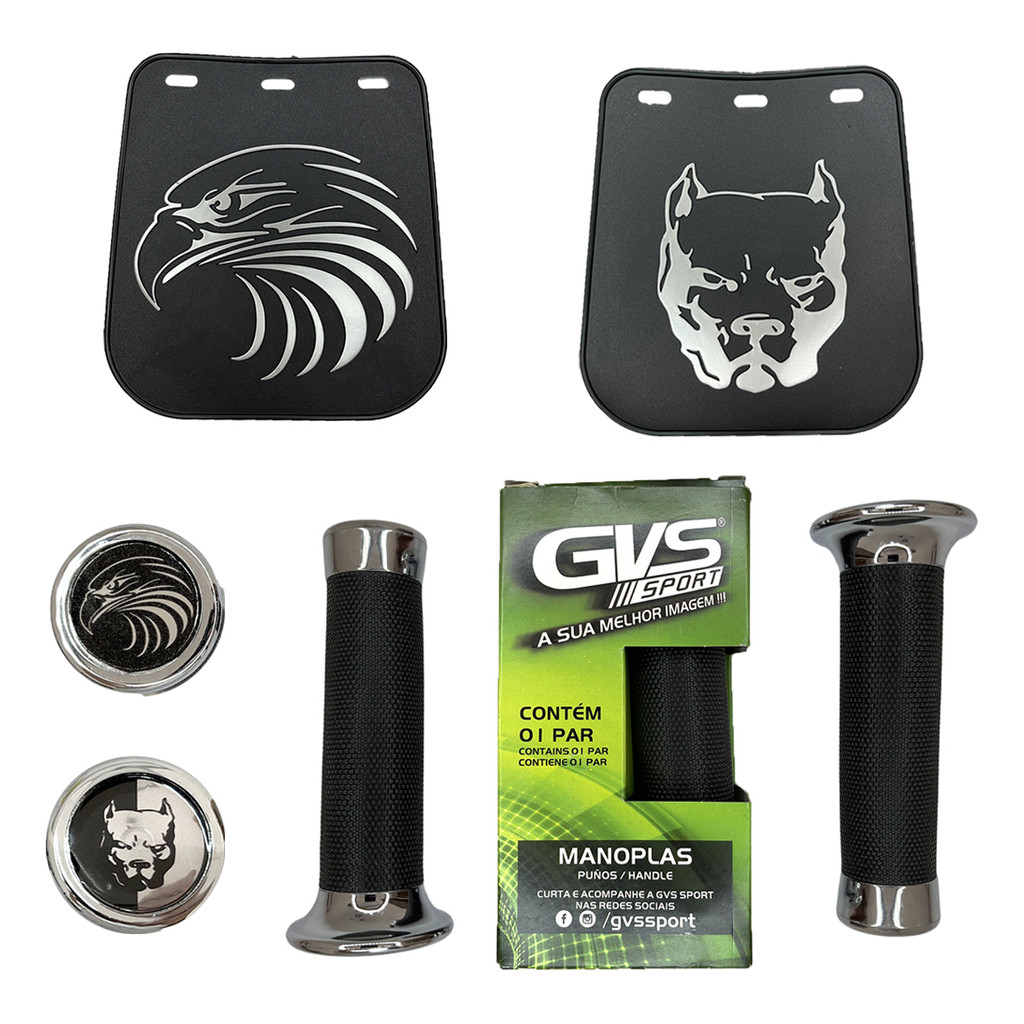 Kit Manopla Custom Par + Lameira Parabarro Moto Gvs Sport em Oferta na Shopee