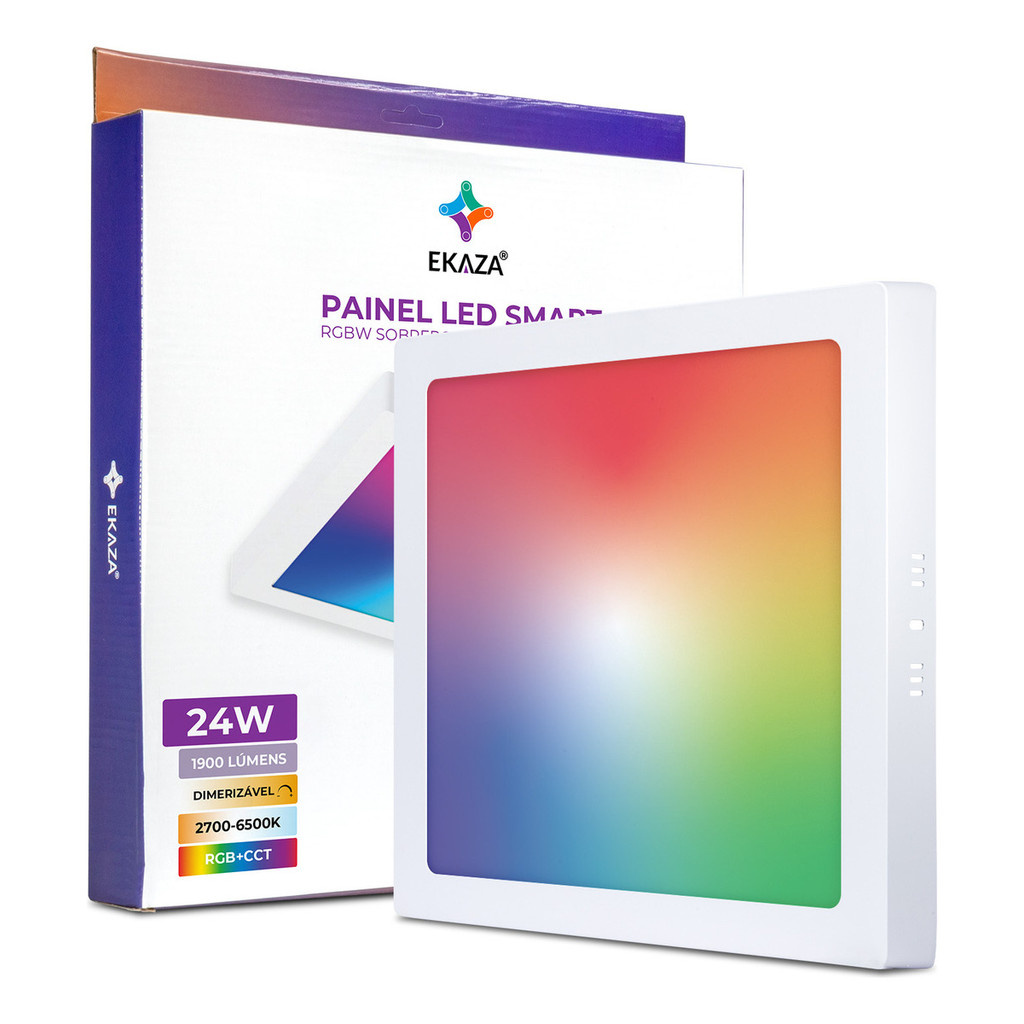 Luminária Painel Plafon Inteligente Wifi 24w RGB Ekaza em Oferta na Shopee