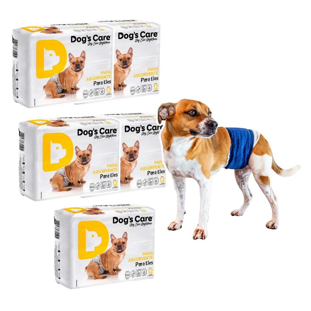 Kit 60 Fraldas p/ Pet Macho Tam GG +Protetor de Fralda Tam 7