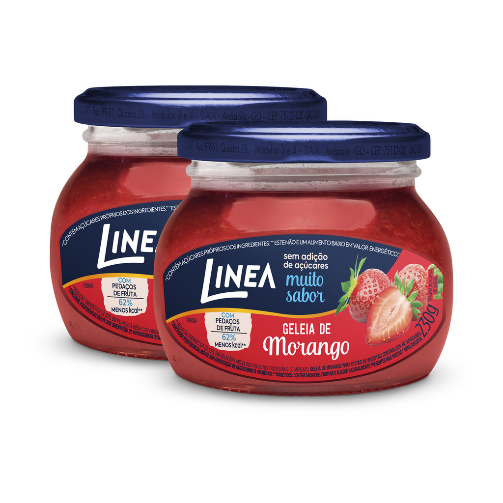 Kit 2 Geleias Linea Sabor Morango de 230g em Oferta na Shopee