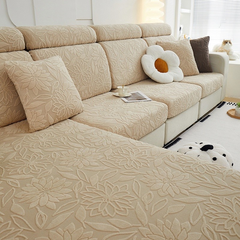 Flores Jacquard Estiramento Capa De Sofá Quatro Estações Universal Preguiçoso Chapéu Em Forma De L Canto Slipcovers