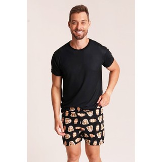 Short Masculino Personalizado com Foto - Customize Shorts com Suas Fotos - Short Confortável Masculino Preto