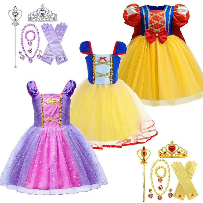 Vestido Extravagante Para Meninas Sofia De Princesa 1-5 Anos Branco Neve Cosplay Traje Tema Festa Trajes De Halloween Da