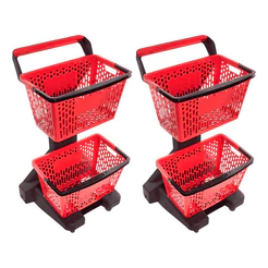 Kit 2 Carrinhos Compras Plástico Resistente New Duplo Pvc 25 Litros Cores