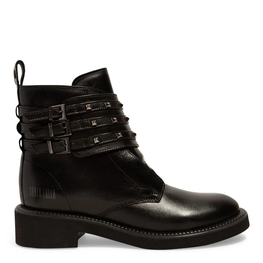 Bota Santa Lolla Coturno Preta Spike Salto Baixo