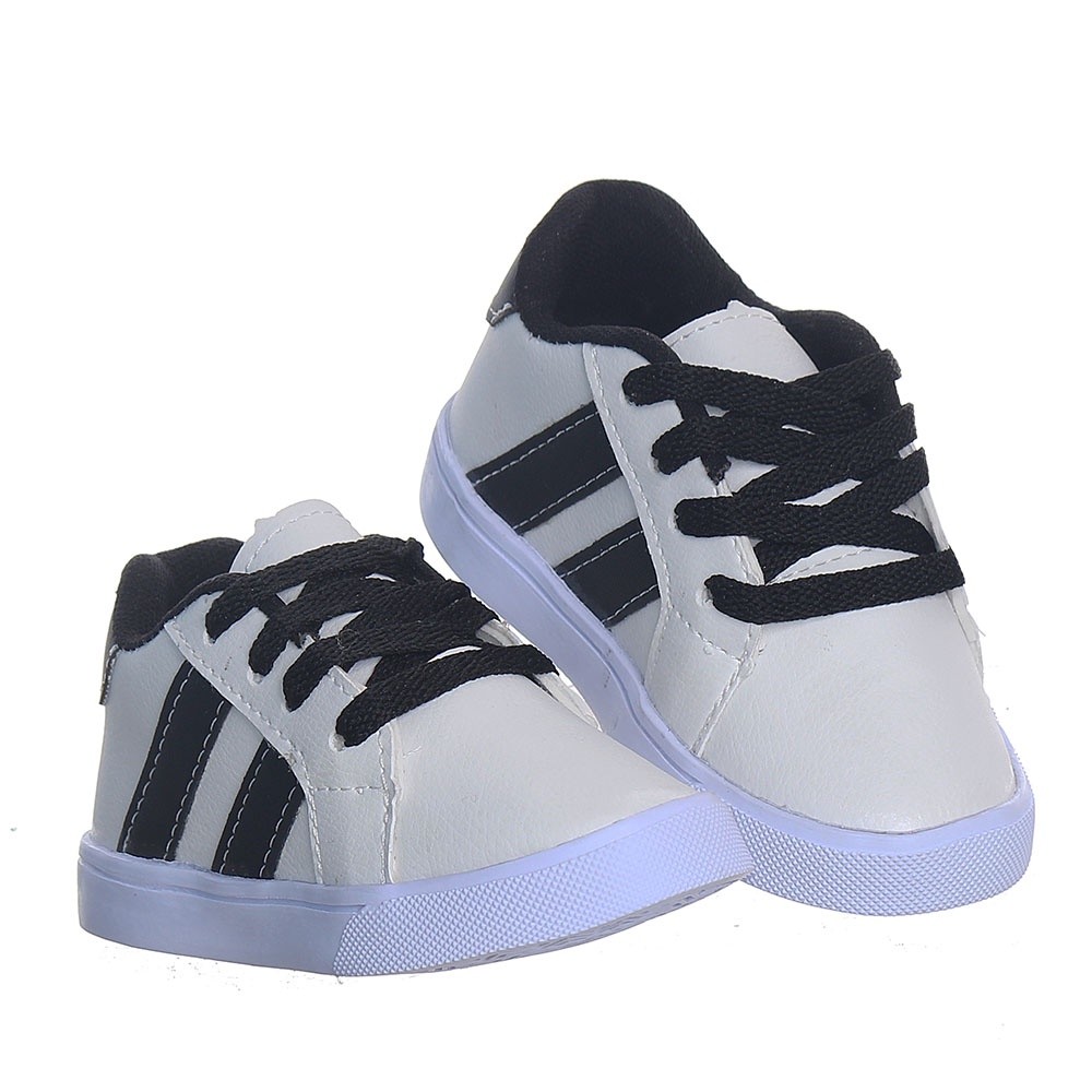 Sapato calçado de menino listrado infantil casual branco escolar