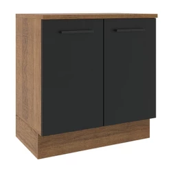 Balcão Madesa Agata 80cm 2 Portas Rustico Preto