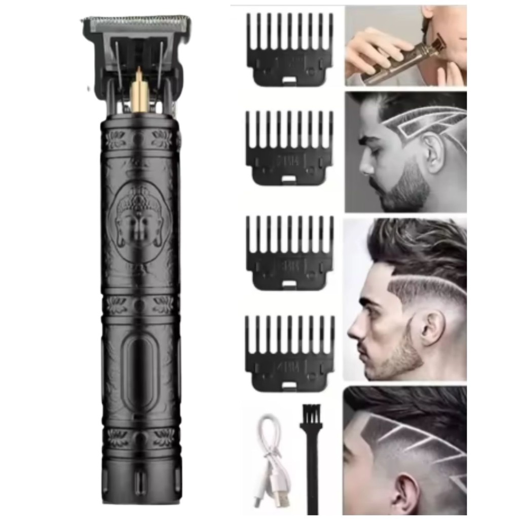Máquina de Barbear e Cortar Cabelo Profissional Recarregável Sem Fio Budha - detalhe