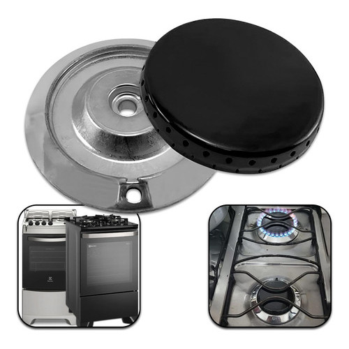 Jogo Espalhador Tampa + Bacia Queimador Fogão Electrolux Cheff Gigante Grande Médio Pequeno