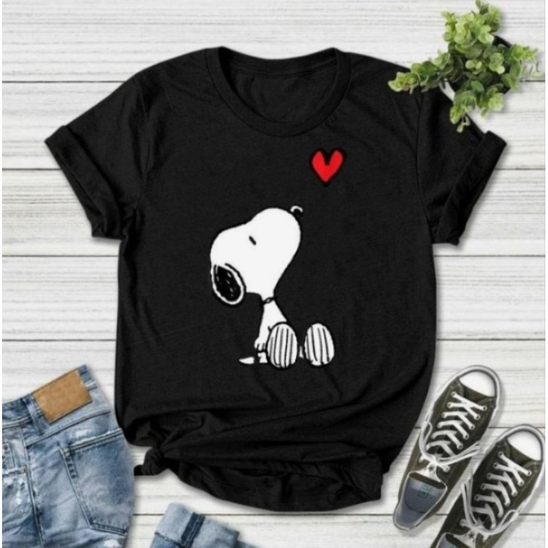 Camiseta Premium em Algodão Puro Camiseta feminina  estilo Baby Look  Snoopy Blusa  Malha fria  estica  blusinha