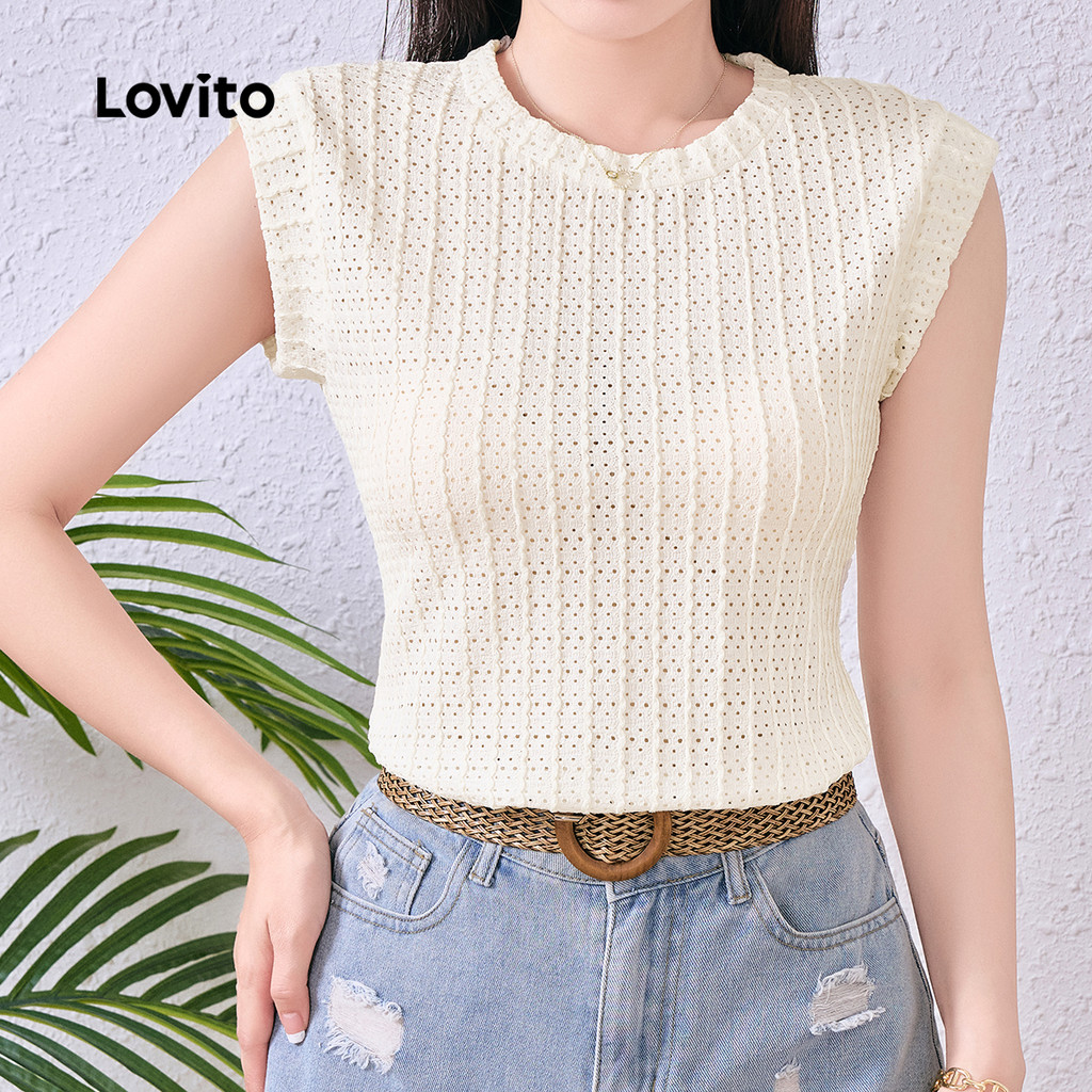 Detalhes do Lovito Refine Blusa Casual Jacquard Colorida Primavera/Verão Damasco L137ED622