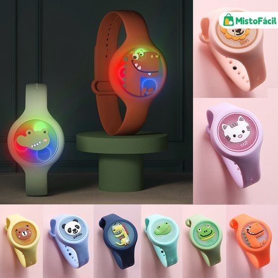 Pulseira Repelente Infantil com LED Design Fofo e Material Hipoaergênico