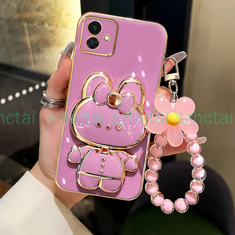 Capa Para Samsung Galaxy A17 A07 A06 A05 A04 A03 Core A03S A02S De Telefone TPU 3D Coelho Suporte De Espelho De Maquiage