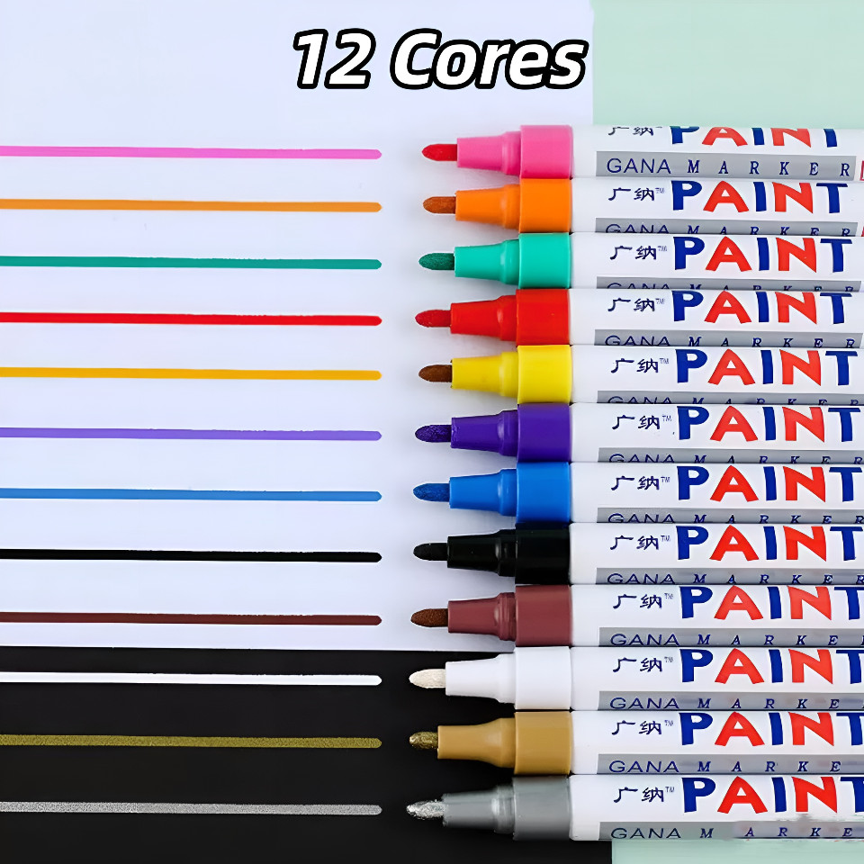 1/2/4/6/12 Pçs Canetas Marcadora Pintura Automotiva Permanente Tira Riscos Carro/Moto Retoque de Placa Tênis Pneus e DIY