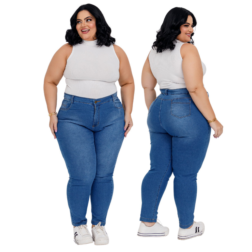 Calça Feminina Jeans Plus Size Cintura Alta SKINY CALÇA COM LAYCRA PLUS ZISE