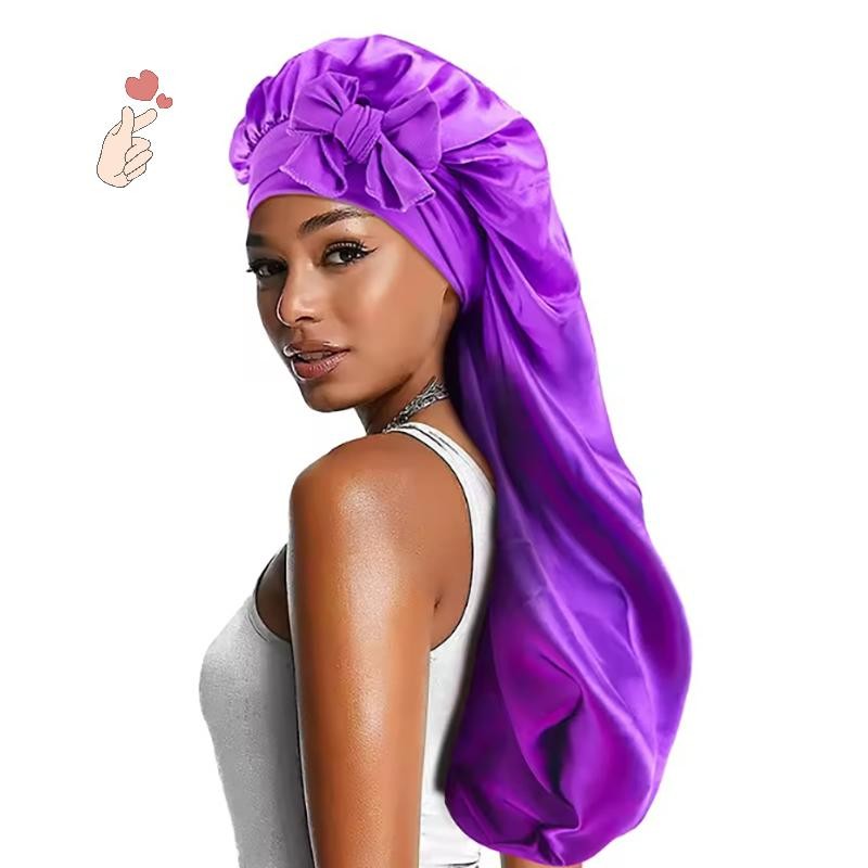 [PEBR] Gorro Feminino Longo De Cetim Elástico Grande Para Dormir Com Fita Respirável Turbante [fa]